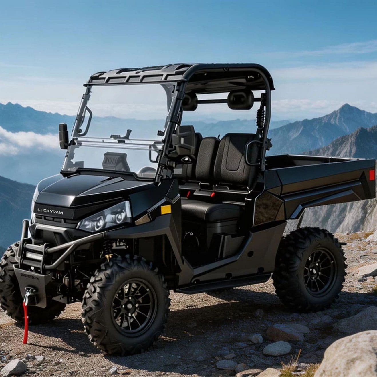 4WD elektrische UTV voor Farm Ranch 14 inch off-road banden 350 kg dumpbed