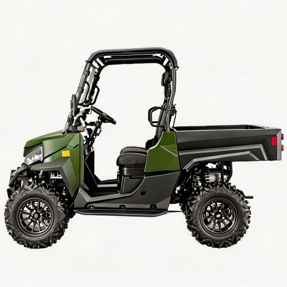 Aanpasbare accessoires 73,6 V Elektrisch UTV PKE Keyless 1000 kg Trekken Bereik 80-100 km 4WD
