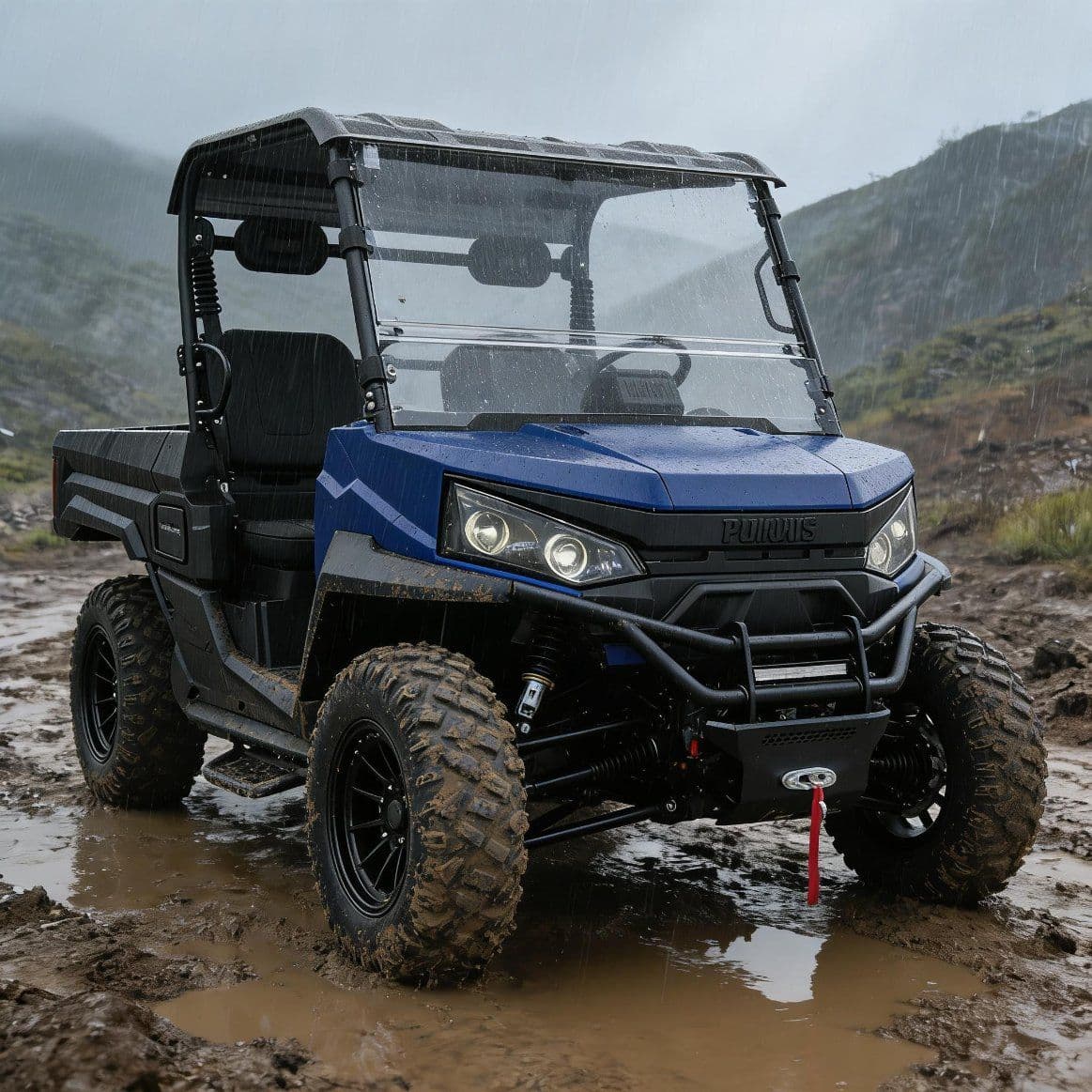 PKE Keyless Start-up-systeem 10KW AC-motor Elektrisch UTV 400A Controller 80-100 km bereik 4WD